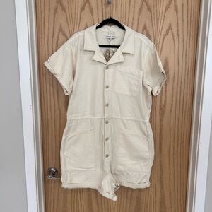 Madewell x As Ever collab Cream Short-Sleeve Button Romper